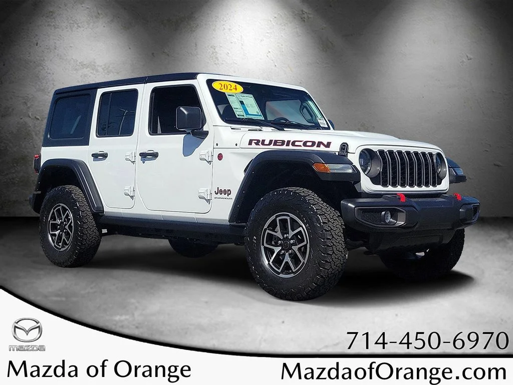 Used 2024 Bright White Clearcoat Jeep Rubicon image 1