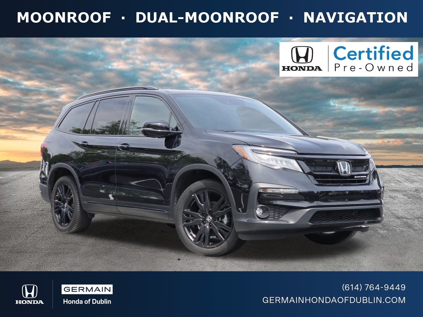 Certified Used 2021 Crystal Black Pearl Honda Black Edition image 1
