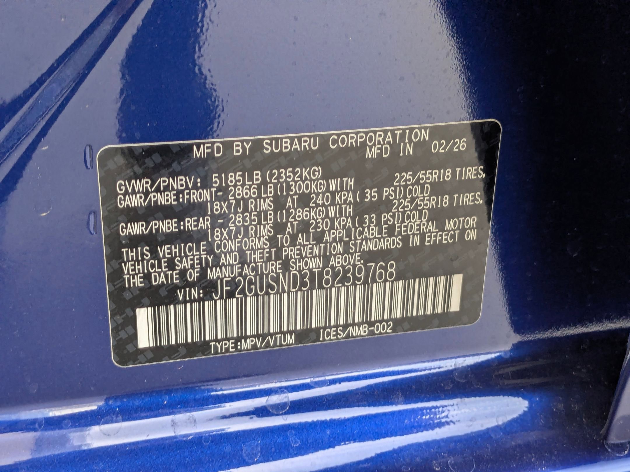 New 2026 SAPPHIRE BLUE PEARL Subaru Limited Hybrid image 16