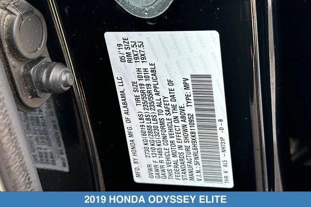 2019 Honda Odyssey Elite - Photo 35
