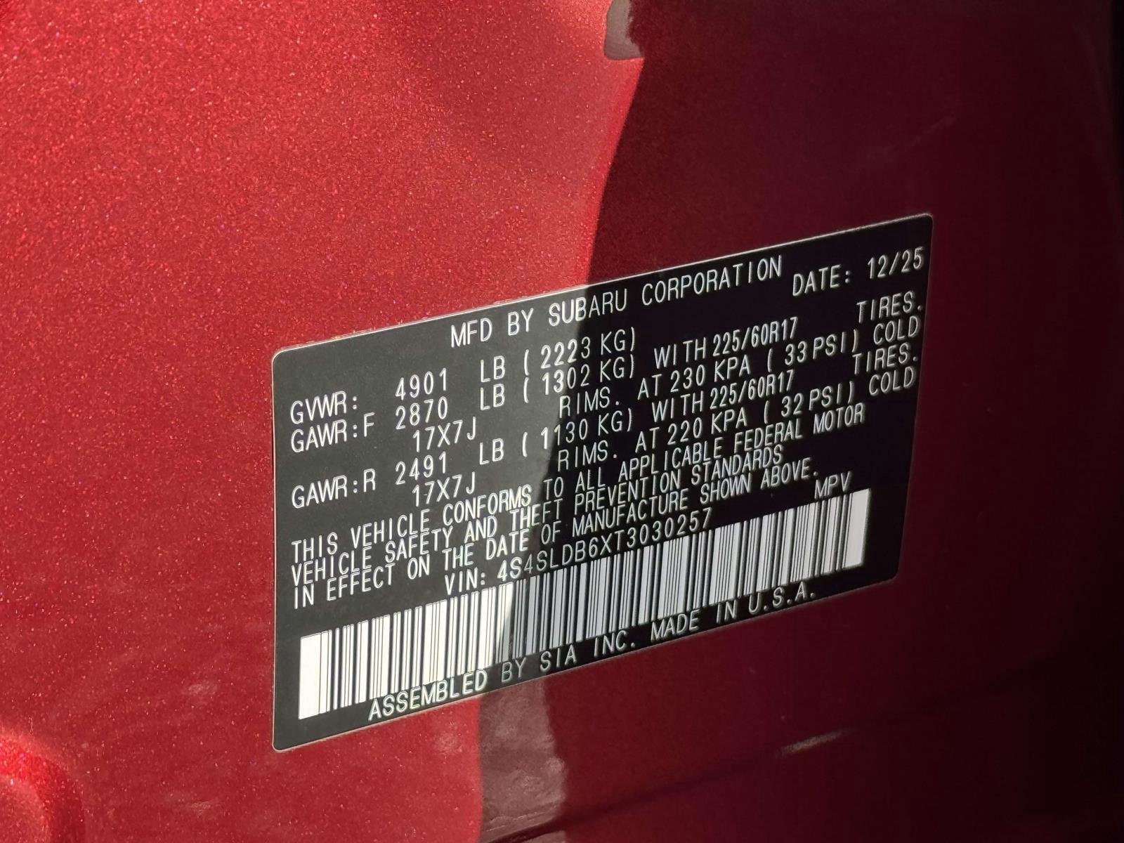 Used 2026 Crimson Red Pearl Subaru Premium image 28