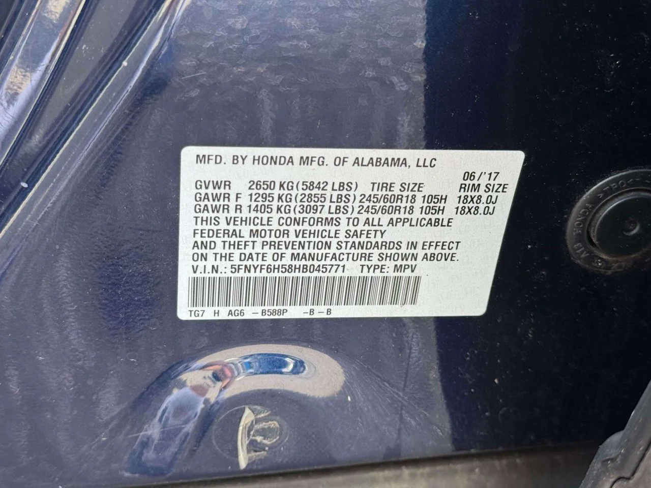 Used 2017 Blue Honda EX-L image 15
