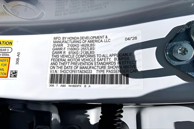 New 2026 Platinum White Pearl Honda EX-L Hybrid image 26