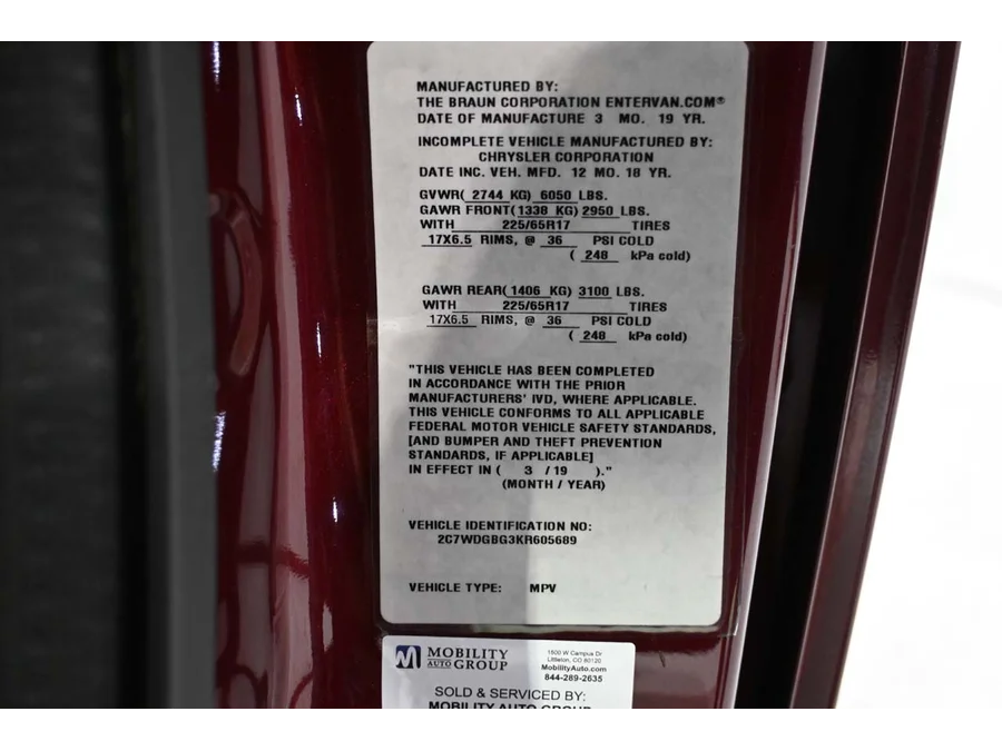 Used 2019 RED Dodge SE Handicap Mobility Van image 32