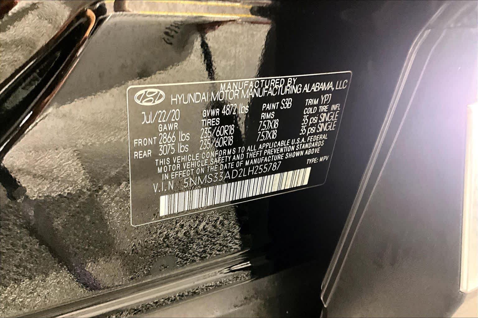 Used 2020 Twilight Black Hyundai SEL image 33