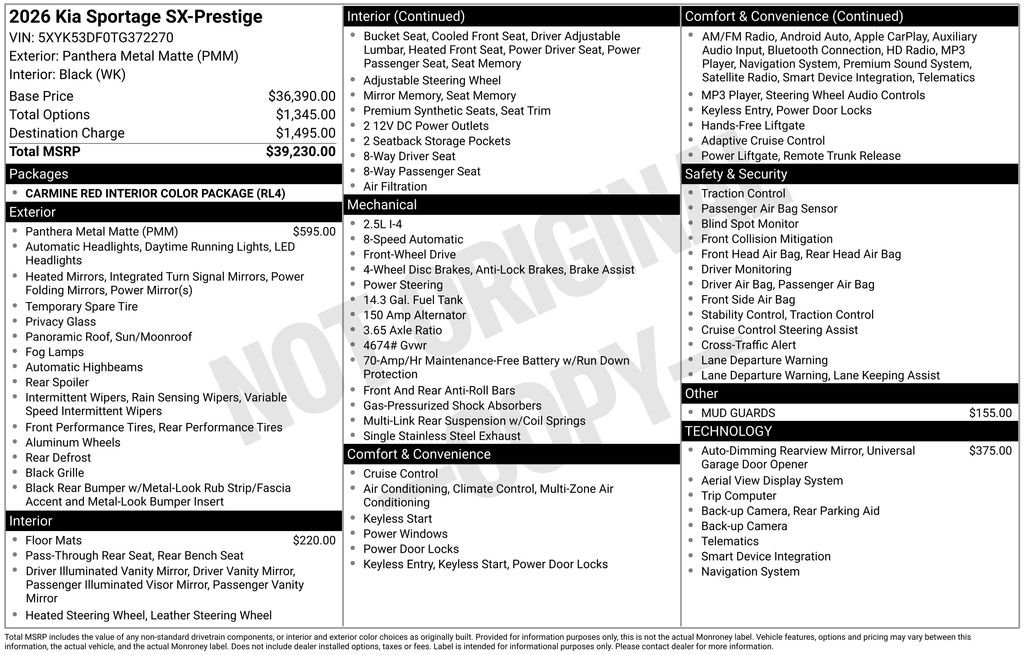New 2026 Panthera Metal Matte Kia SX-Prestige image 4