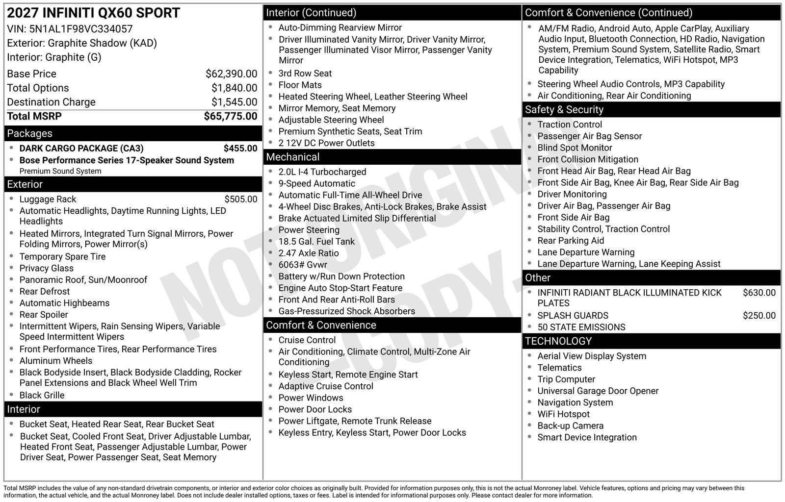 New 2027 GRAPHITE SHADOW INFINITI Sport AWD image 10