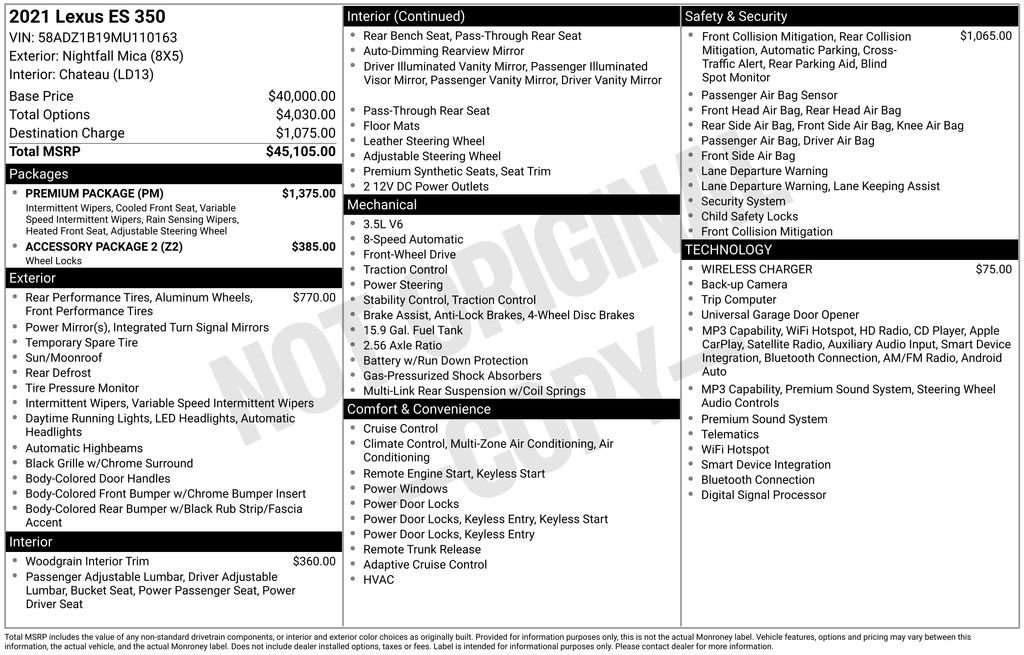 Certified Used 2021 Blue Lexus 350 image 3