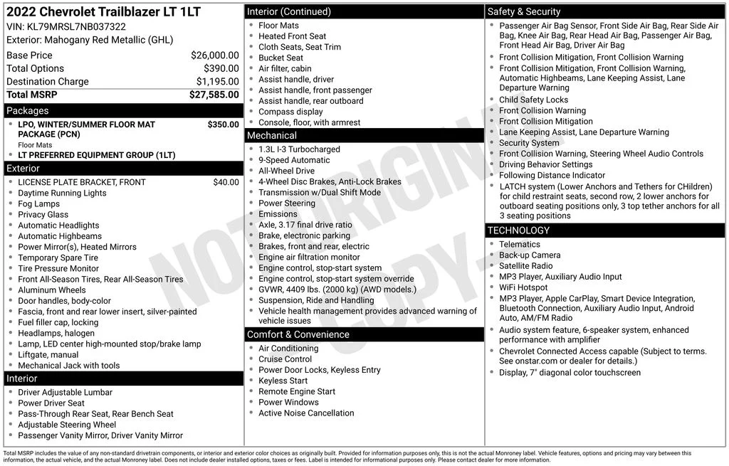 Used 2022 Red Chevrolet LT image 9