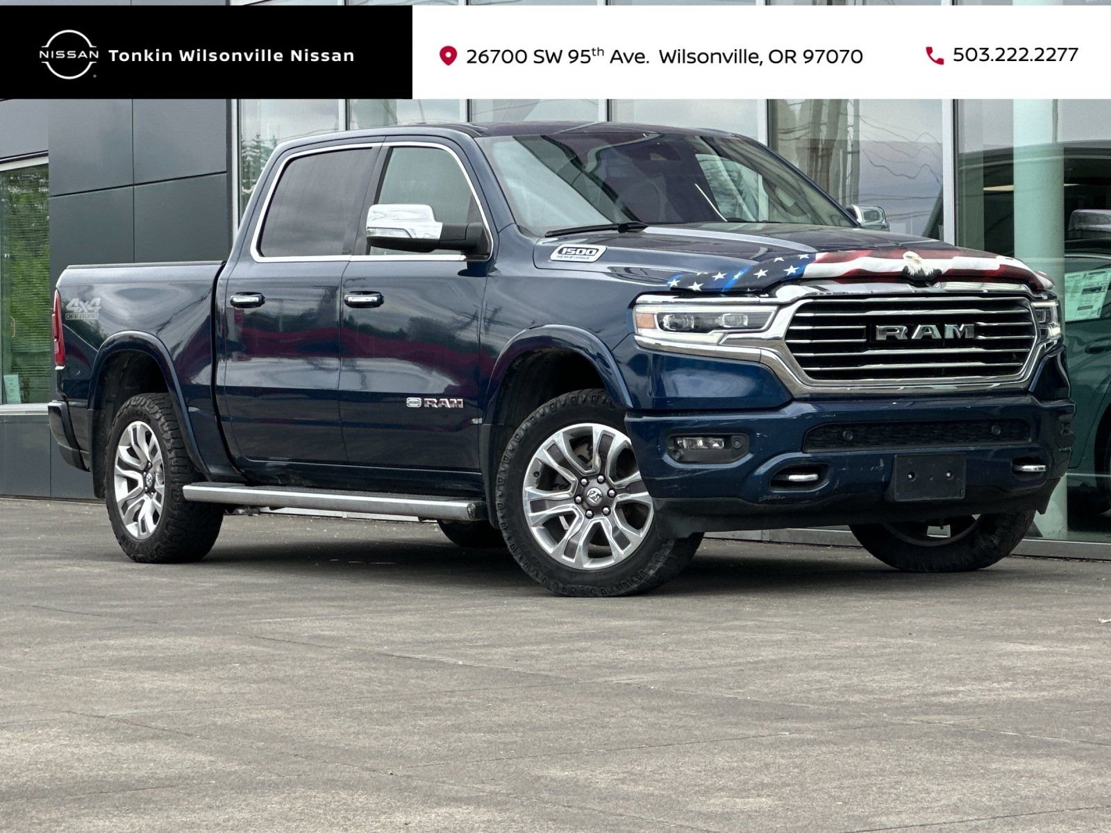 Used 2021 Patriot Blue Pearlcoat Ram Laramie Longhorn image 1
