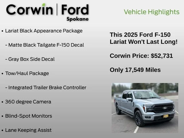 Certified Used 2025 Iconic Silver Metallic Ford Lariat image 13