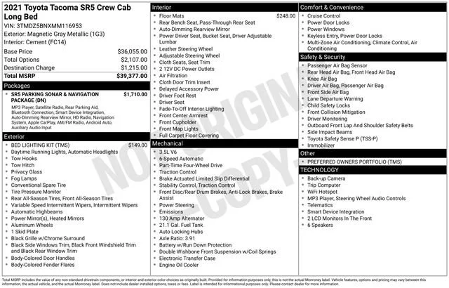 Used 2021 Magnetic Gray Metallic Toyota SR5 image 28
