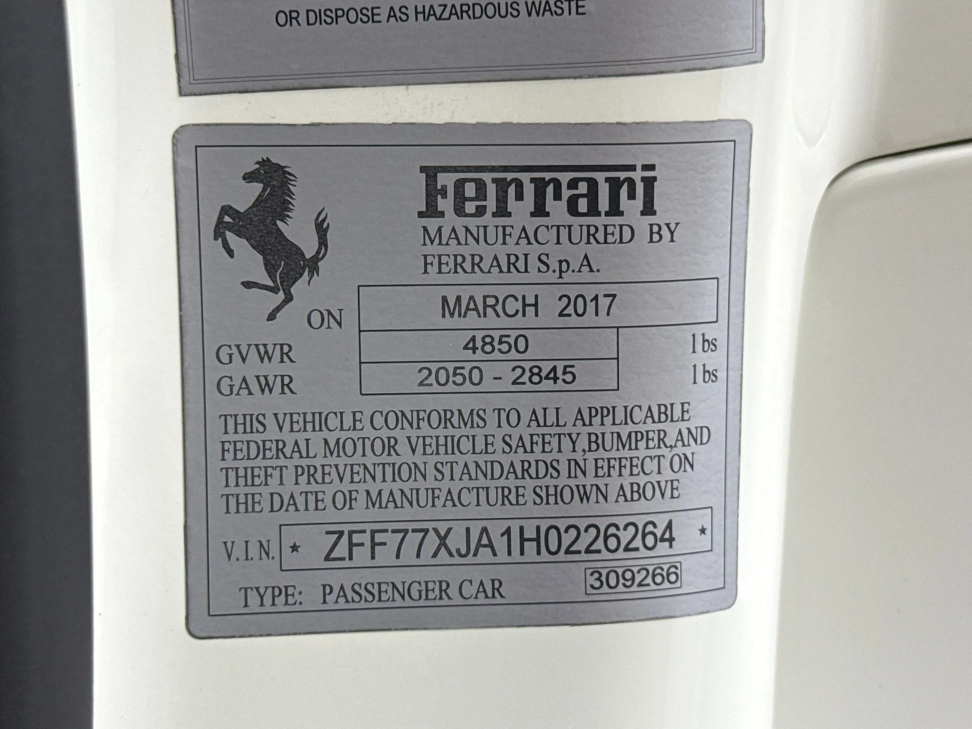 Certified Used 2017 Bianco Avus Ferrari T image 29