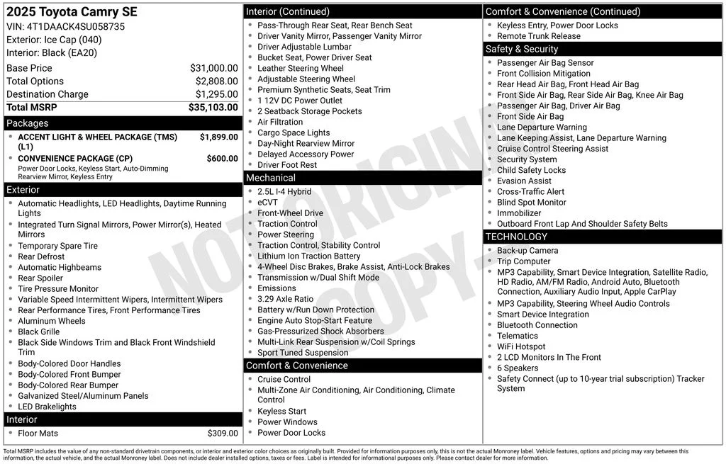 Used 2025 White Toyota SE image 7