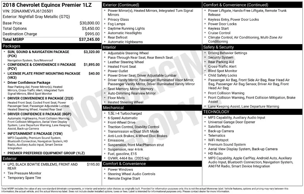 Certified Used 2018 Gray Chevrolet Premier image 6
