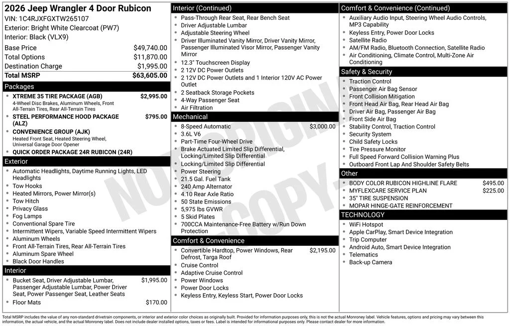 New 2026 Bright White Clearcoat Jeep Rubicon image 9