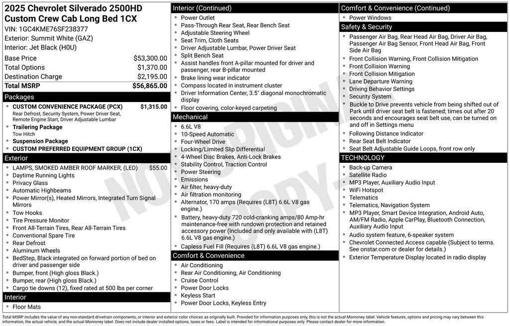 Used 2025 White Chevrolet Custom image 2