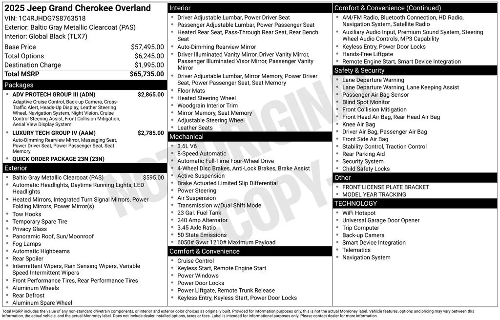 New 2025 Baltic Gray Metallic Clear-Coat Exterior Paint Jeep Overland image 50