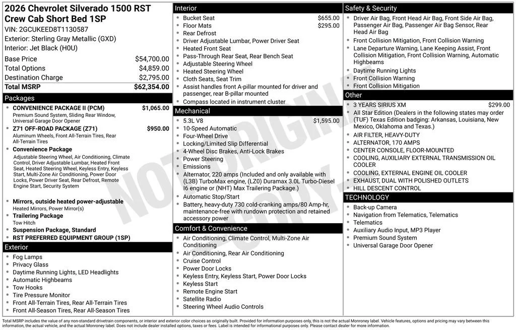 New 2026 Sterling Gray Metallic Chevrolet RST image 2