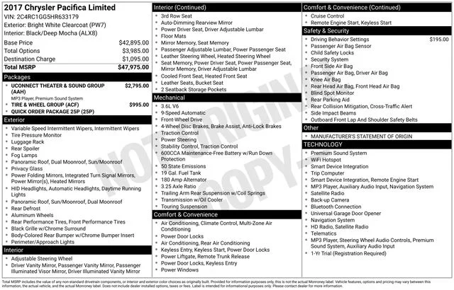 Used 2017 Bright White Clearcoat Chrysler Limited image 20
