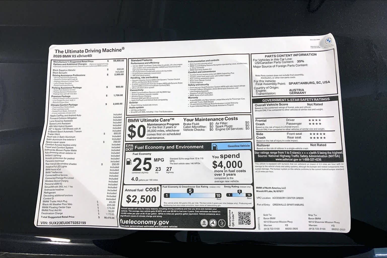 New 2026 Black Sapphire Metallic BMW xDrive40i image 22