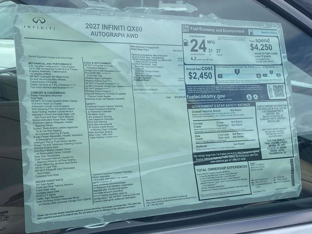 New 2027 2T RAD WHT INFINITI Autograph AWD image 5