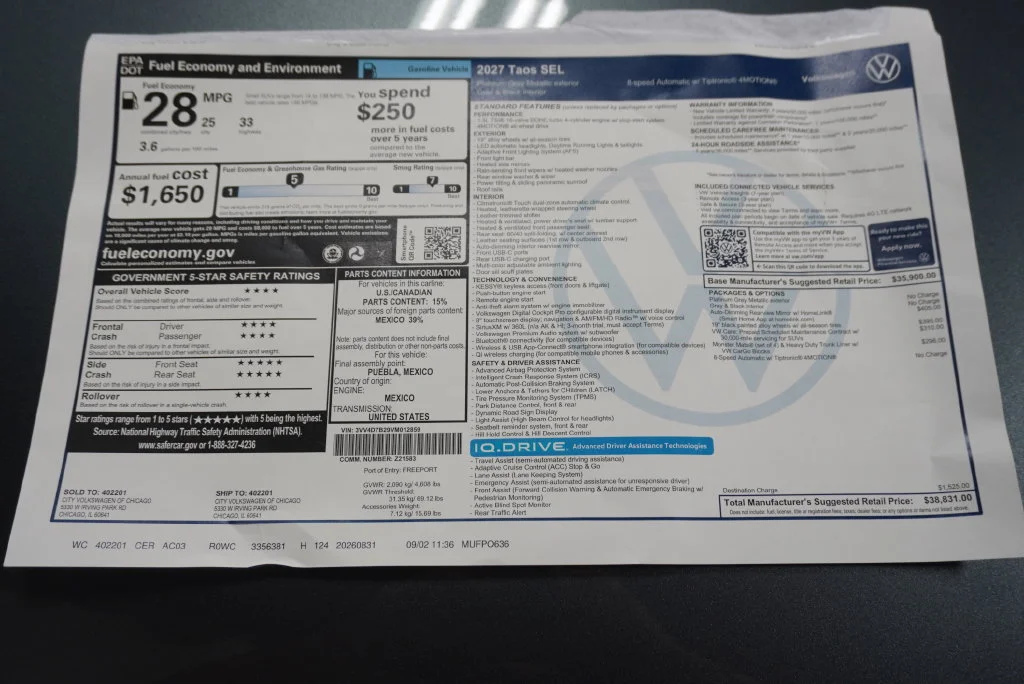 New 2027 Gray Volkswagen 1.5T SEL image 31