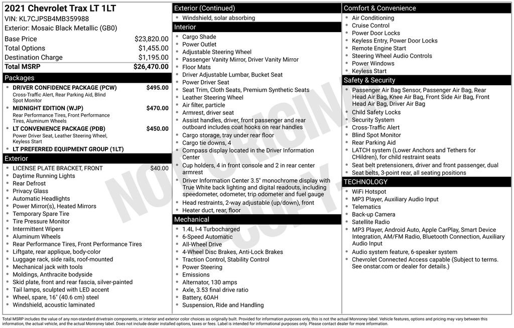 Used 2021 Black Metallic Chevrolet LT image 2