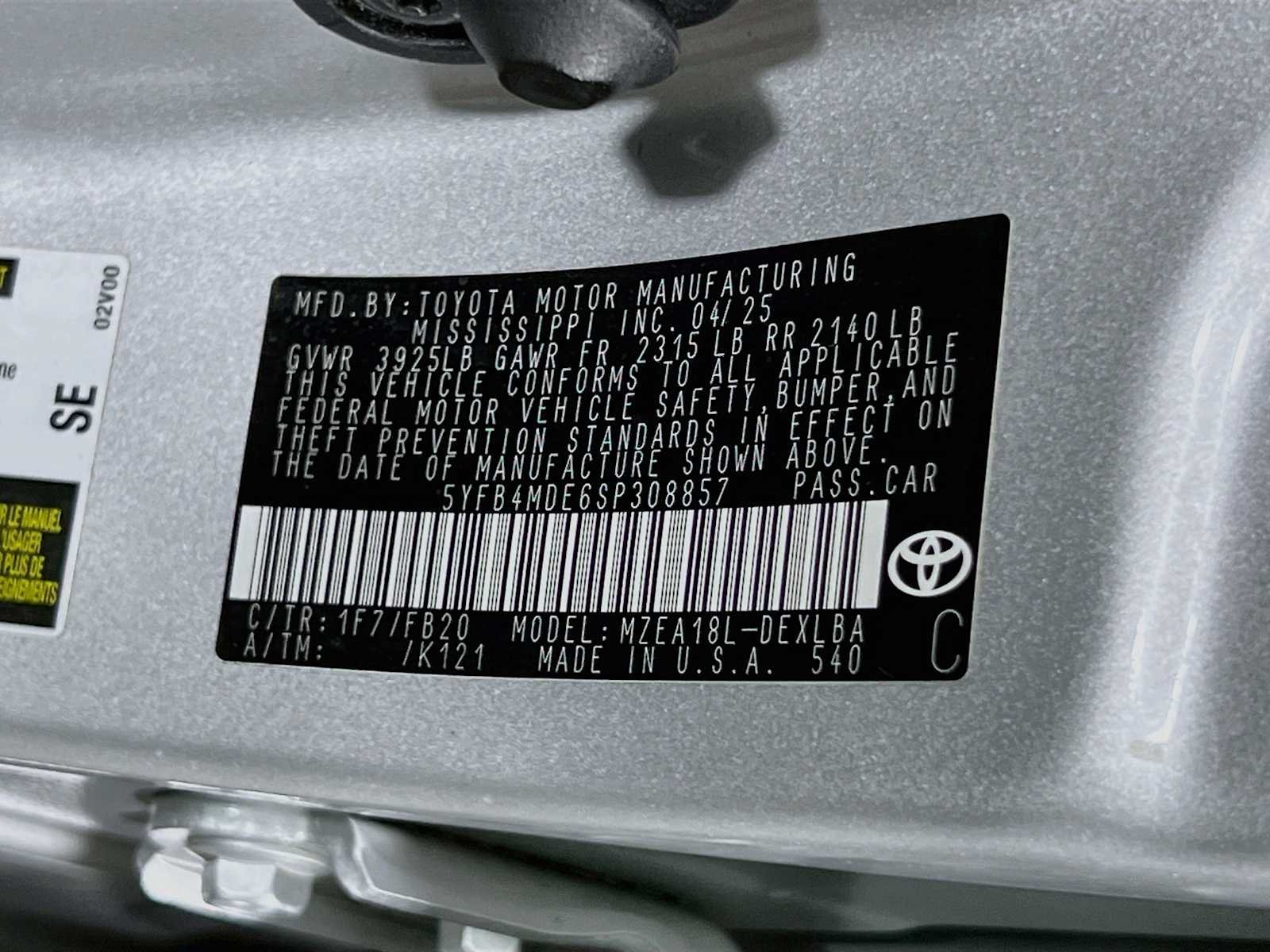 Used 2025 Classic Silver Metallic Toyota LE image 29