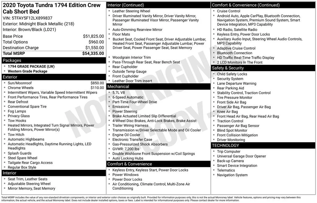Certified Used 2020 Black Toyota 1794 image 7