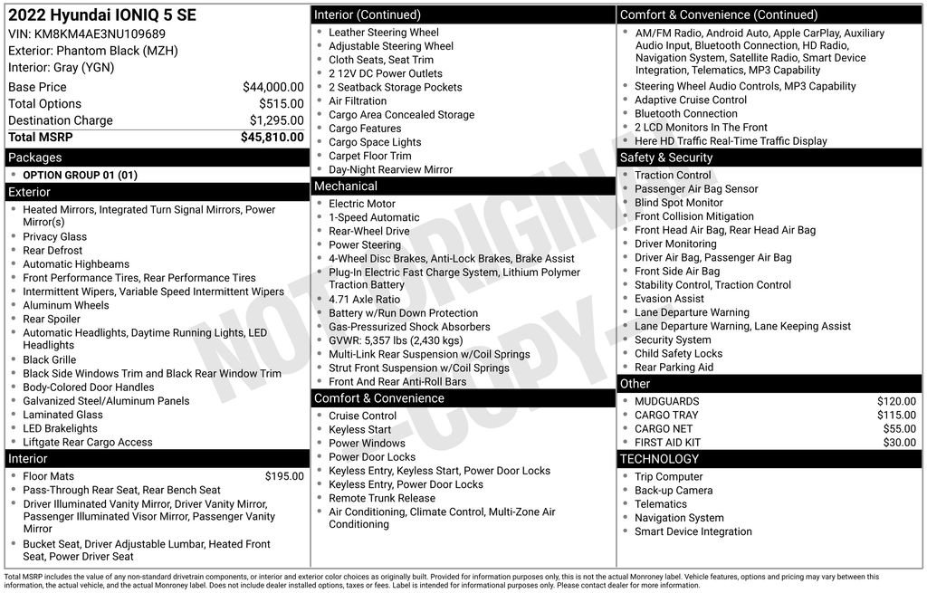 Used 2022 Hyundai IONIQ 5 SE with VIN KM8KM4AE3NU109689 for sale in Highland Park, IL