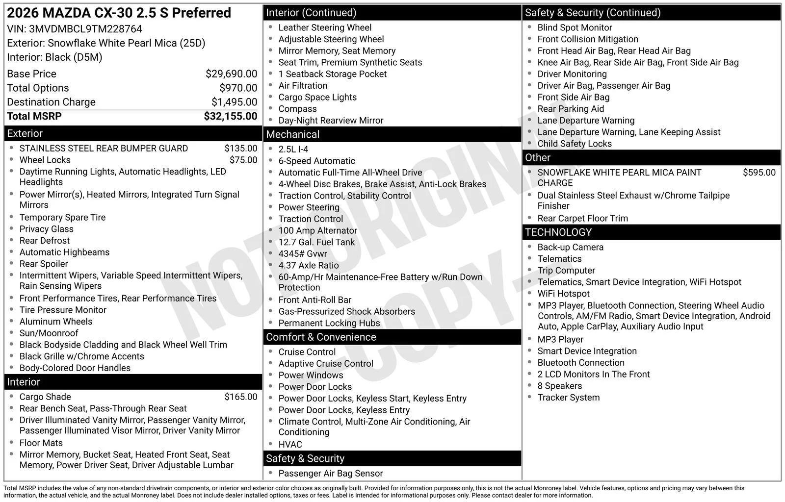 New 2026 Snowflake White Pearl Mica Mazda 2.5 S Preferred image 4