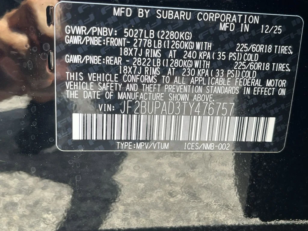 New 2026 CRYSTAL BLACK SILICA Subaru Premium image 33