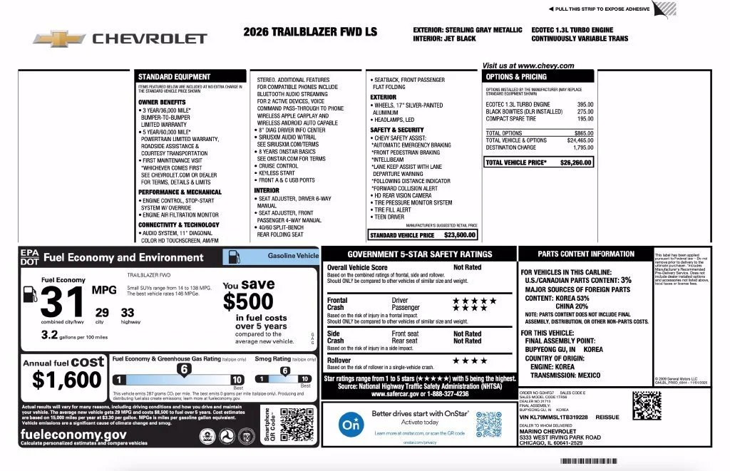 New 2026 Sterling Gray Metallic Chevrolet LS image 2
