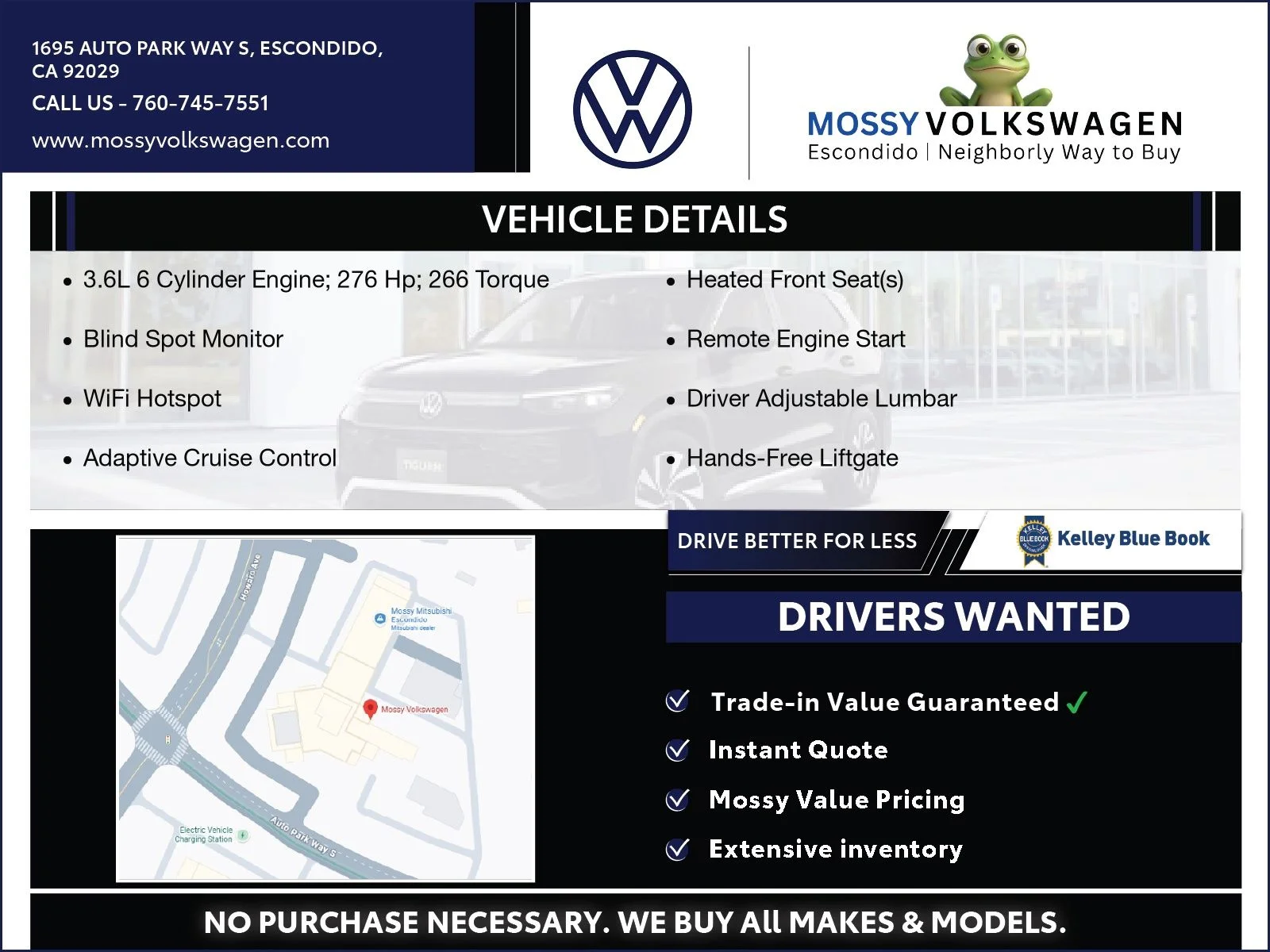 Used 2023 Black Volkswagen 3.6L V6 SE w/Technology image 3