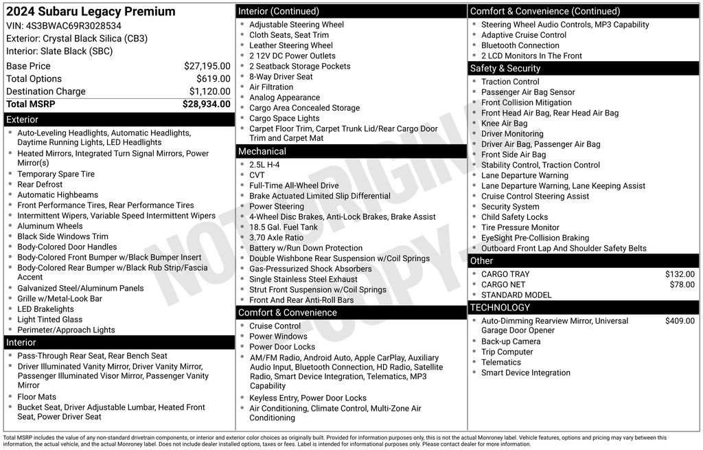 Certified Used 2024 Black Subaru Premium image 10