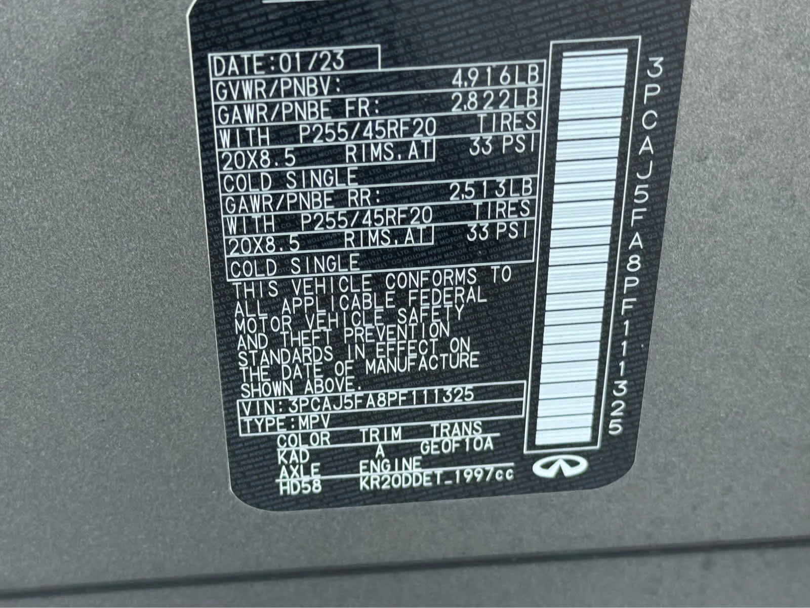 Certified Used 2023 Graphite Shadow INFINITI SPORT image 26