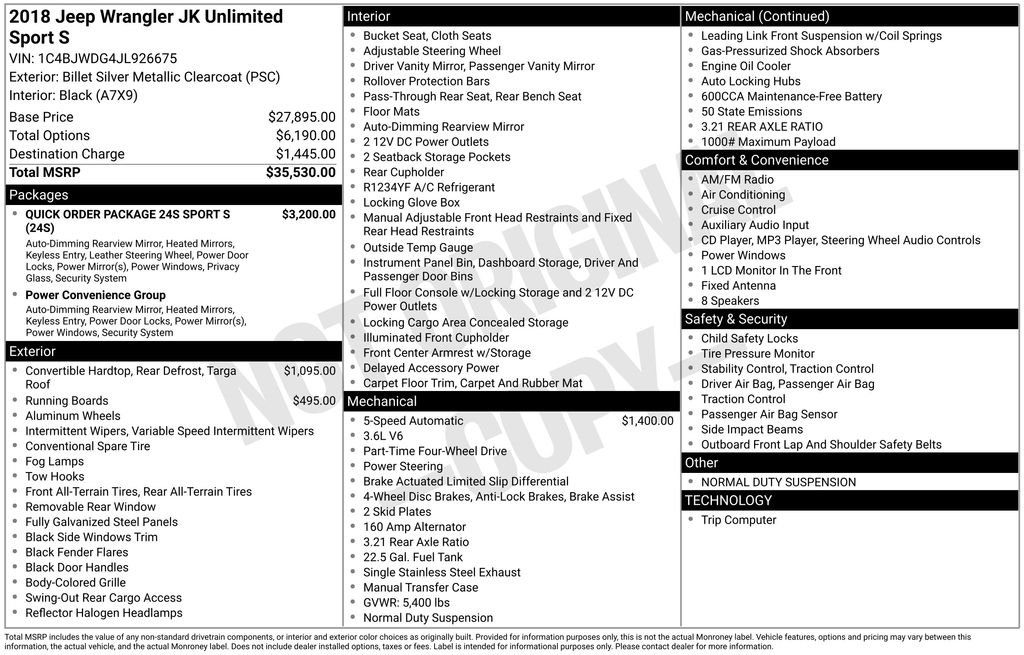 Used 2018 Jeep Wrangler JK Unlimited Sport S with VIN 1C4BJWDG4JL926675 for sale in Redlands, CA