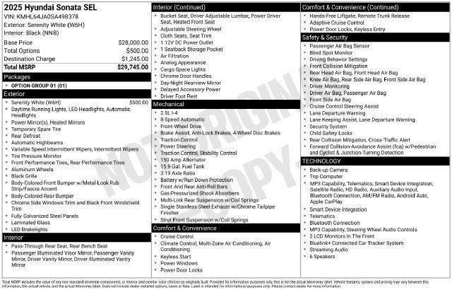 Used 2025 White Hyundai SEL image 22