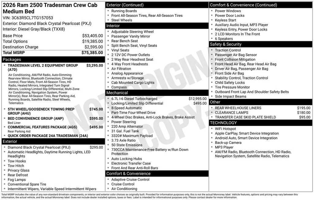 New 2026 Diamond Black Crystal Pearlcoat RAM Tradesman image 7