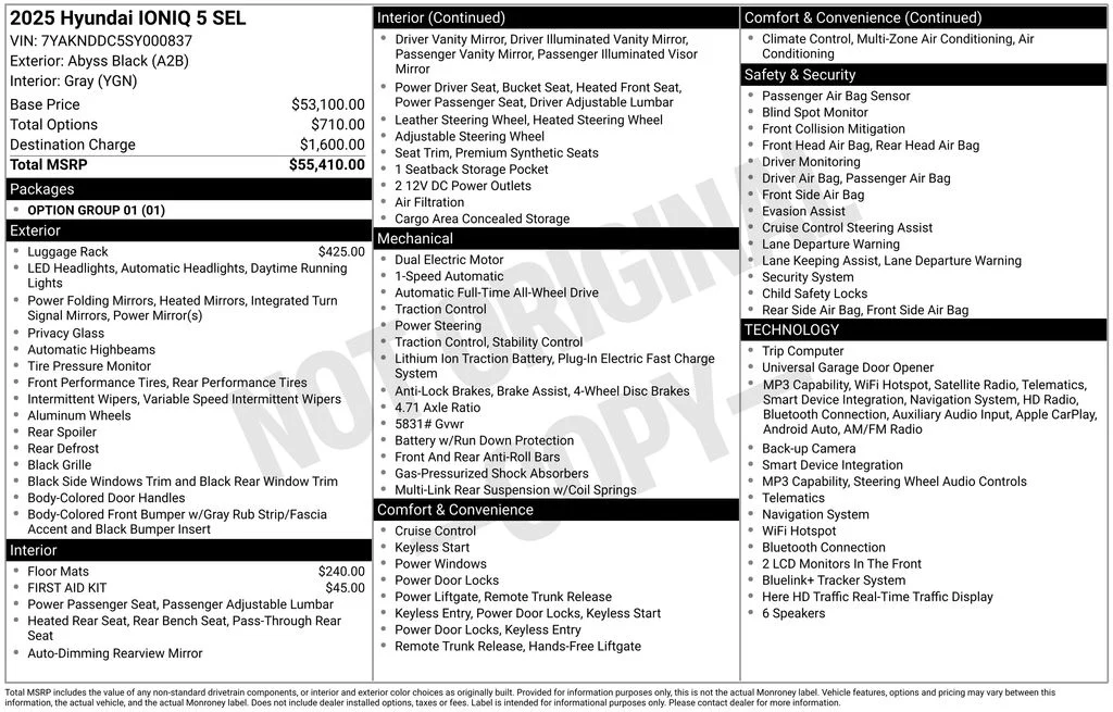 Certified 2025 Hyundai IONIQ 5 SEL with VIN 7YAKNDDC5SY000837 for sale in Highland Park, IL