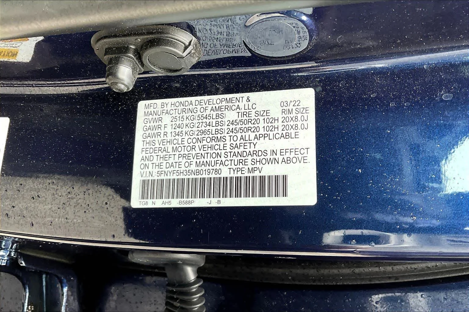 Used 2022 Obsidian Blue Pearl Honda Sport image 34