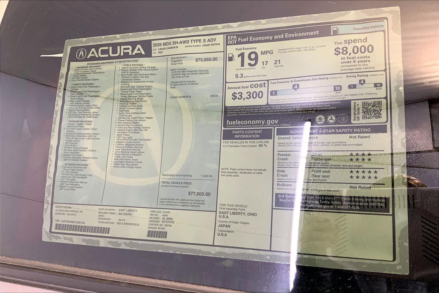 New 2026 Liquid Carbon Metallic Acura Type S With Advance Package image 19
