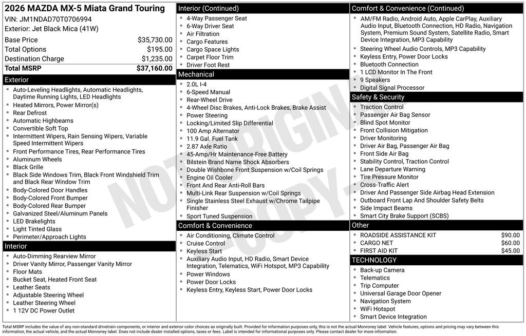 New 2026 Jet Black Mica Mazda Grand Touring image 4