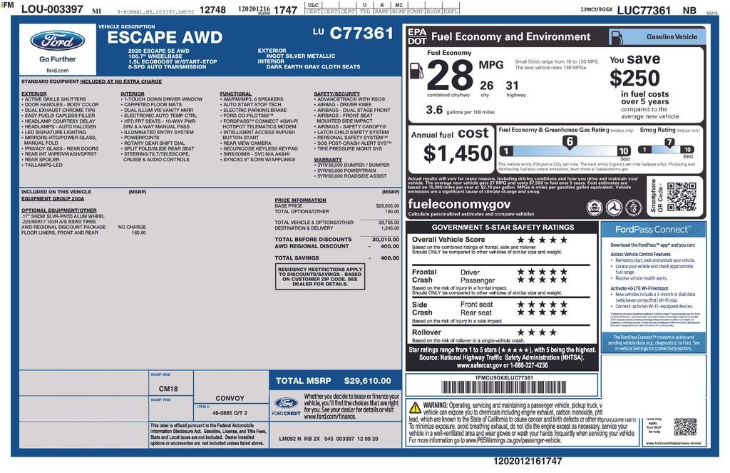 Used 2020 Silver Ford SE image 2