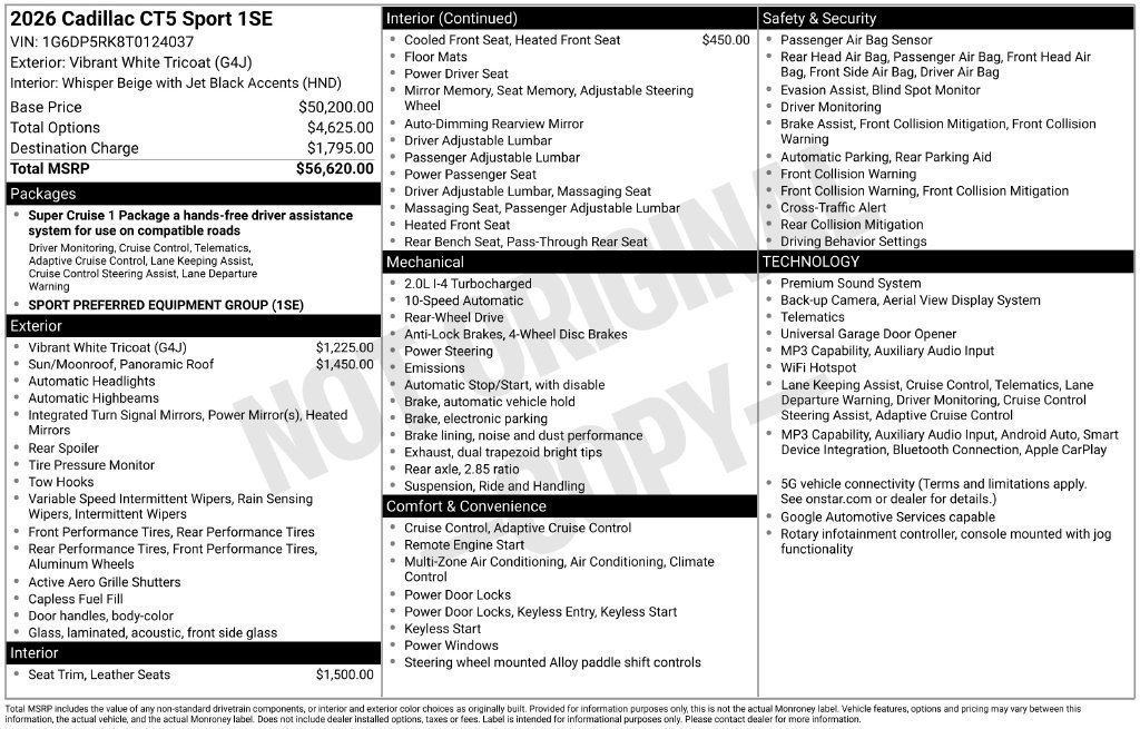 New 2026 Vibrant White Tricoat Cadillac Sport image 26