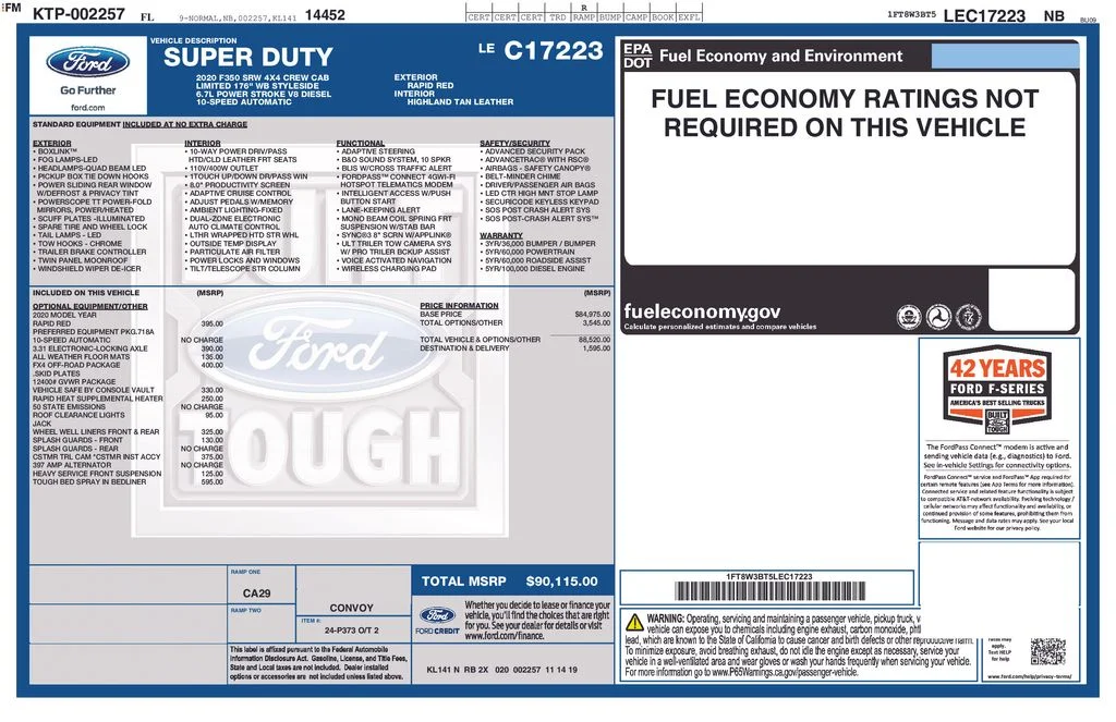 Used 2020 Red Ford Limited image 23
