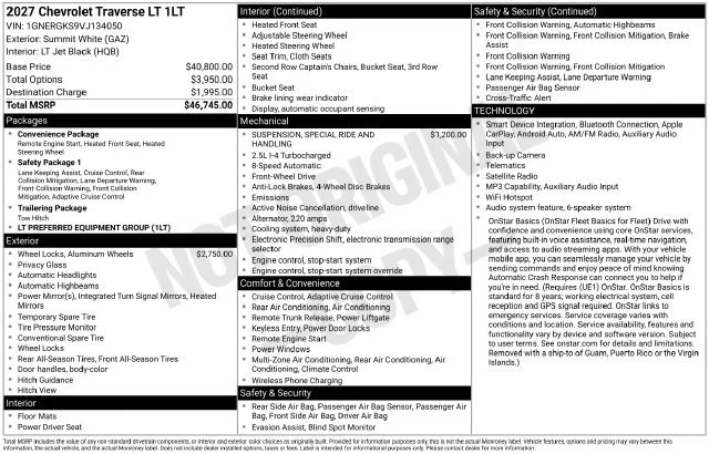 New 2027 Summit White Chevrolet LT image 37