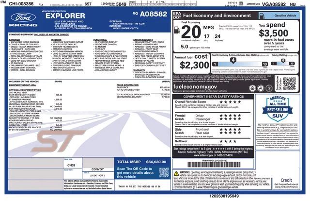 New 2027 White Ford 4DR 4WD ST image 7
