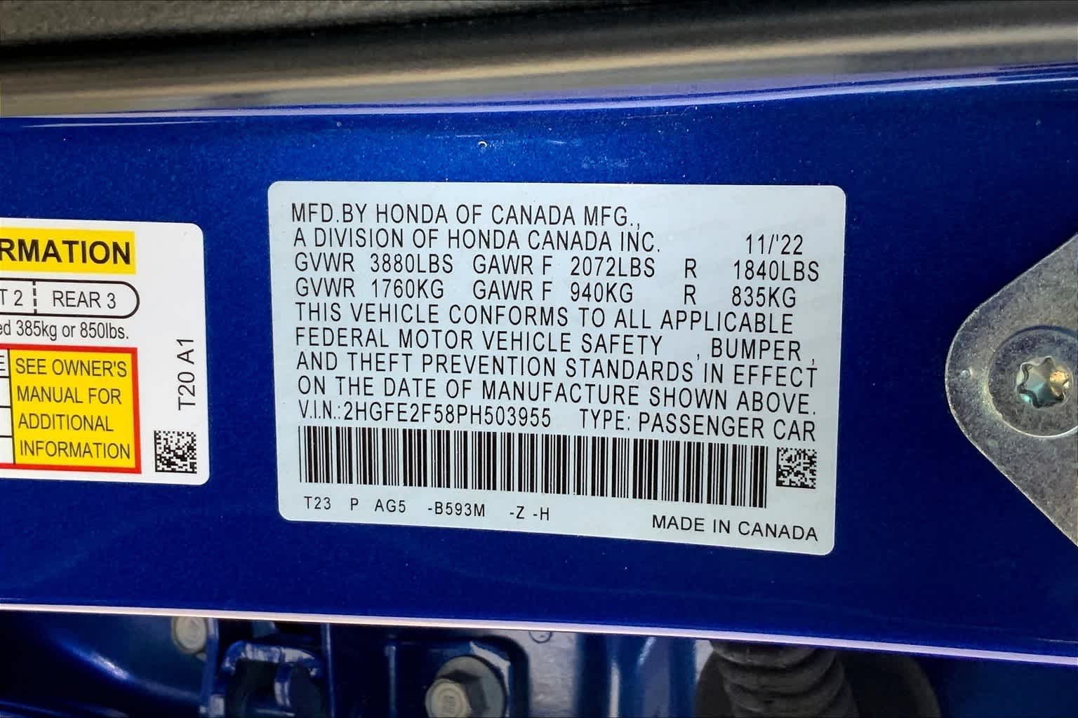 Used 2023 Aegean Blue Metallic Honda Sport image 33